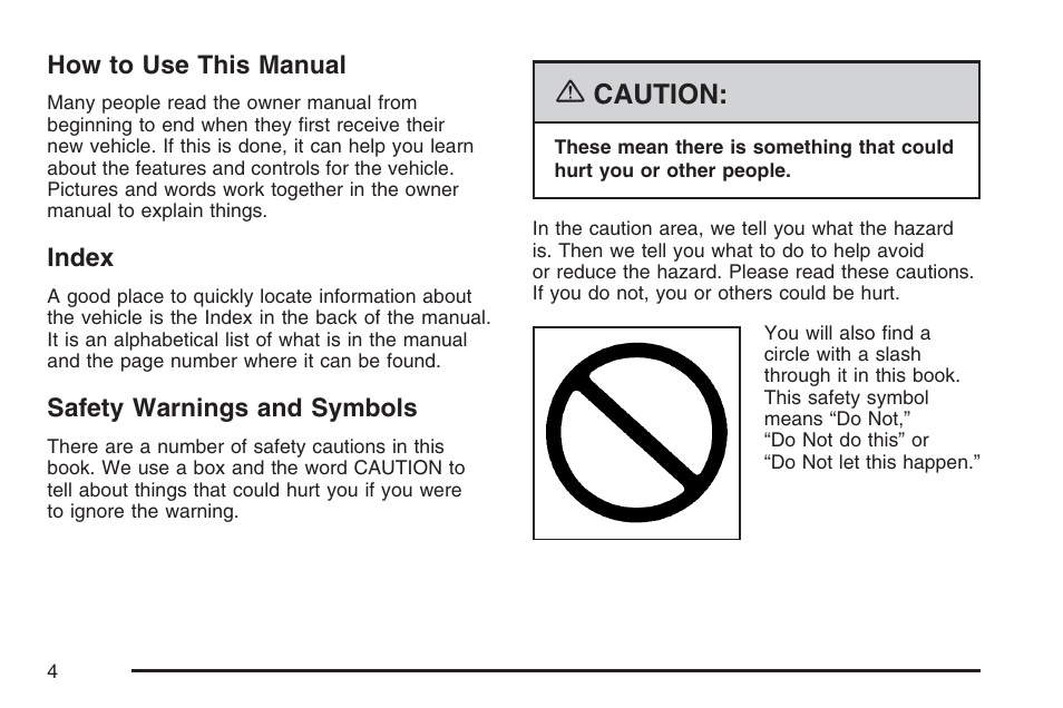 Caution | GMC 2007 Savana User Manual | Page 4 / 452