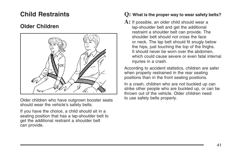 Child restraints, Older children | GMC 2007 Savana User Manual | Page 41 / 452