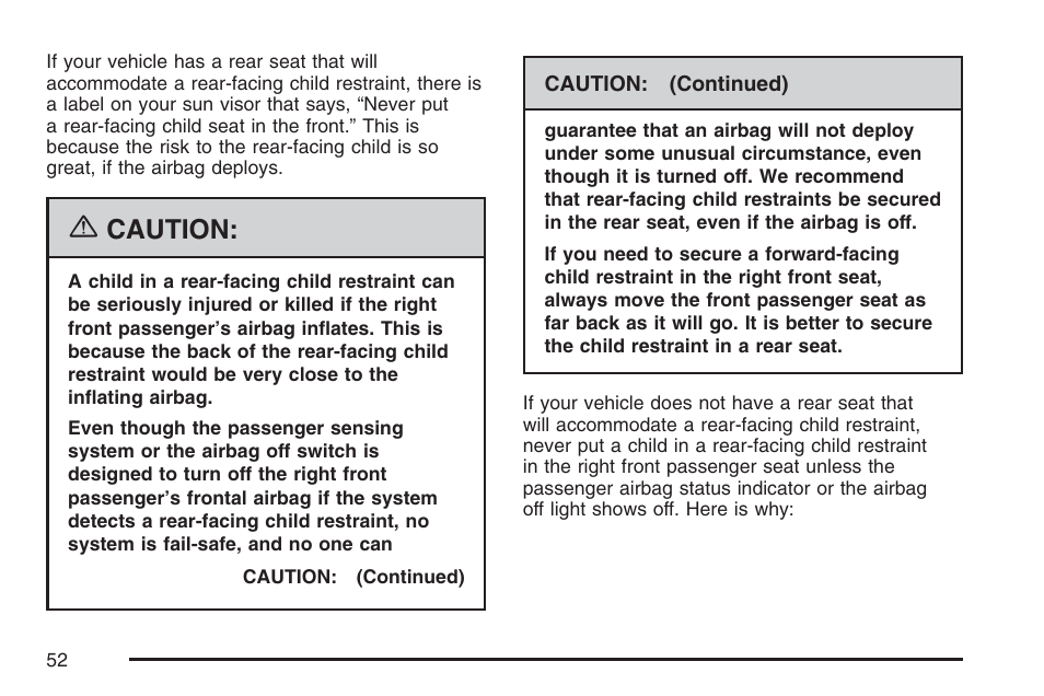 Caution | GMC 2007 Savana User Manual | Page 52 / 452