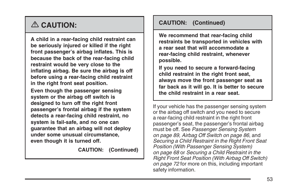 Caution | GMC 2007 Savana User Manual | Page 53 / 452
