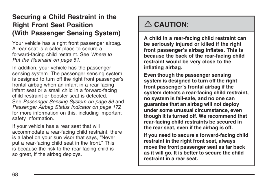 Securing a child restraint in the, Caution | GMC 2007 Savana User Manual | Page 68 / 452