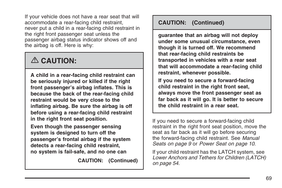 Caution | GMC 2007 Savana User Manual | Page 69 / 452