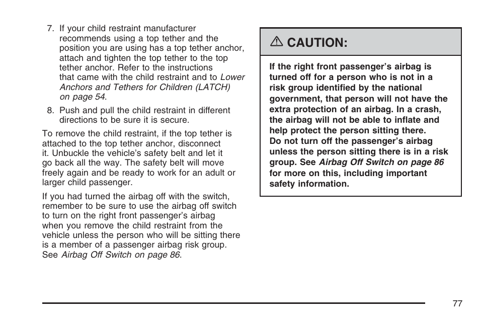 Caution | GMC 2007 Savana User Manual | Page 77 / 452