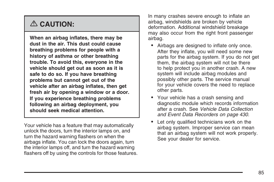 Caution | GMC 2007 Savana User Manual | Page 85 / 452