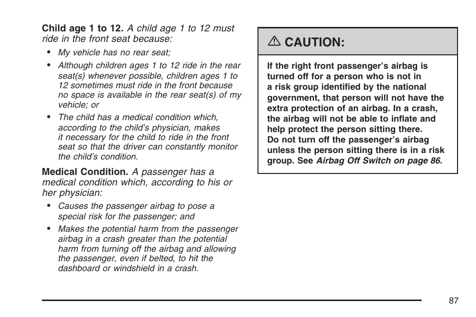 Caution | GMC 2007 Savana User Manual | Page 87 / 452