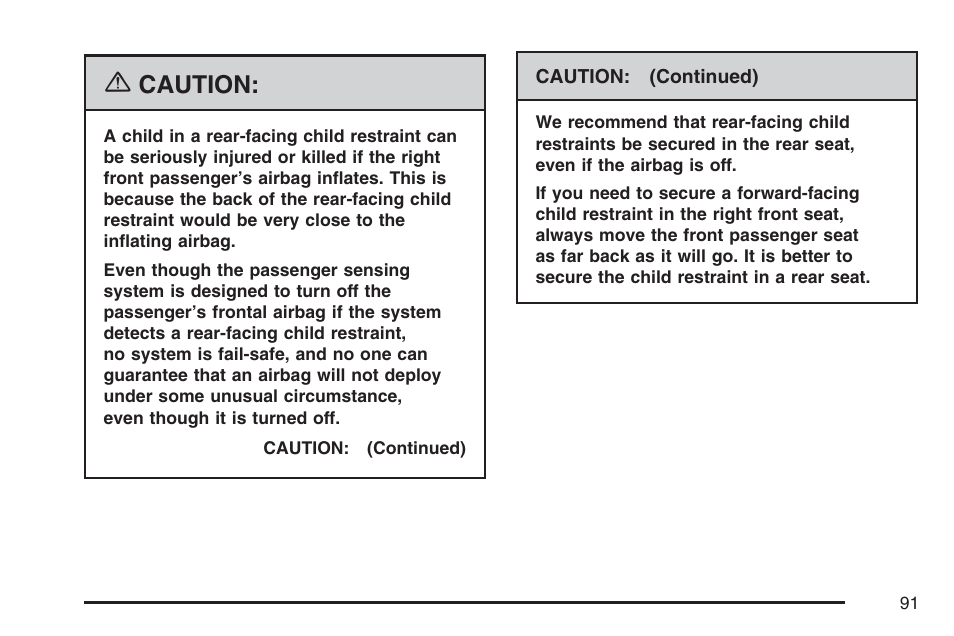 Caution | GMC 2007 Savana User Manual | Page 91 / 452