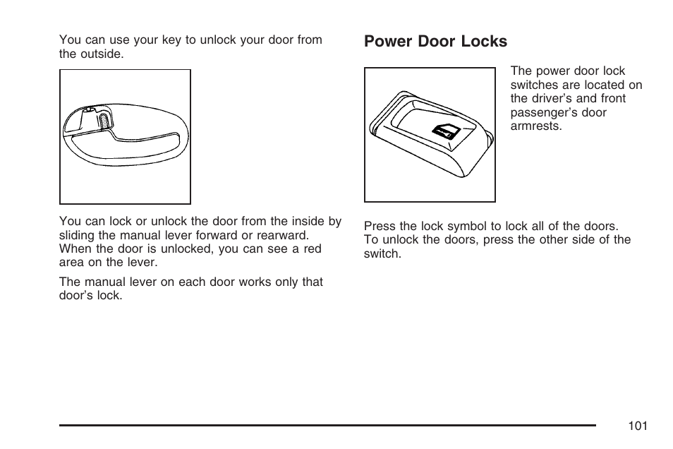 Power door locks | GMC 2007 Envoy User Manual | Page 101 / 562