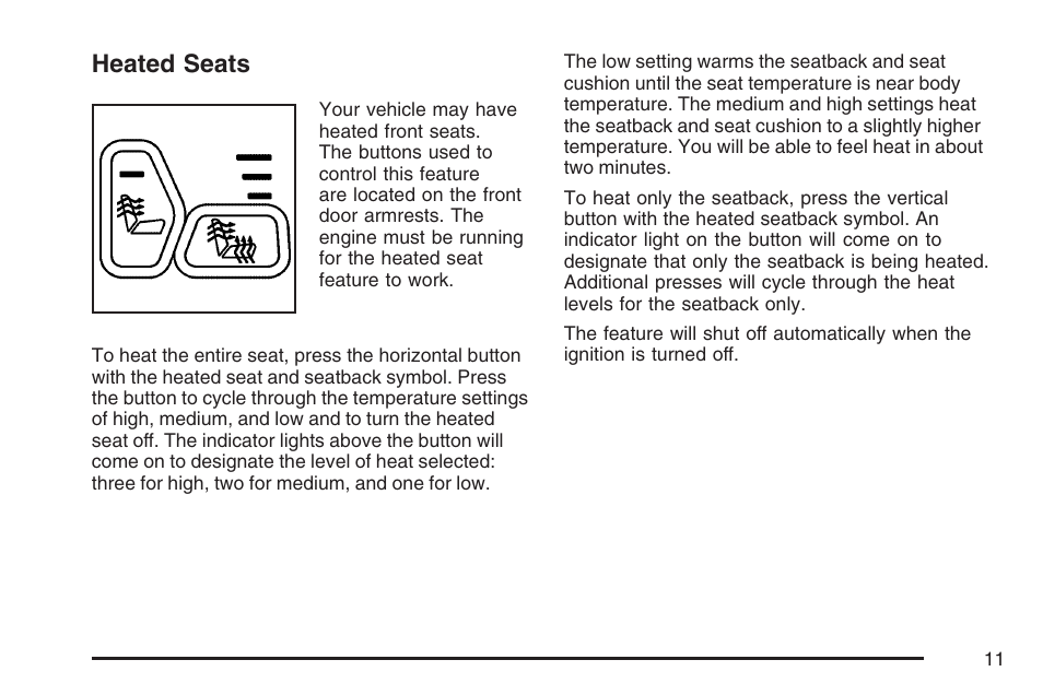 Heated seats | GMC 2007 Envoy User Manual | Page 11 / 562