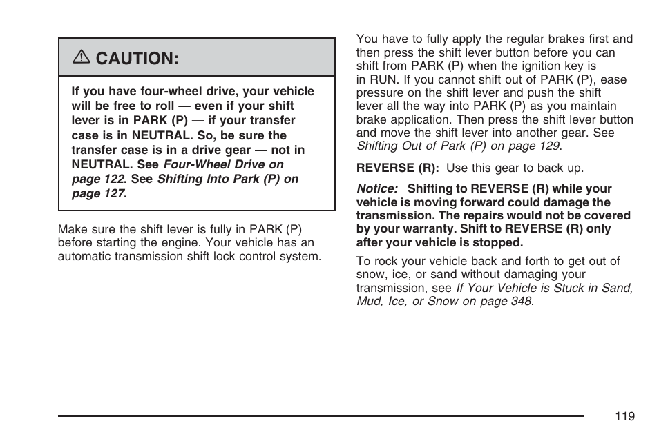 Caution | GMC 2007 Envoy User Manual | Page 119 / 562