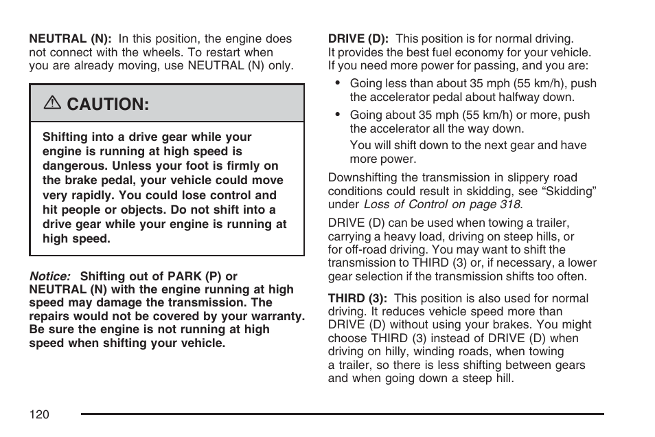 Caution | GMC 2007 Envoy User Manual | Page 120 / 562