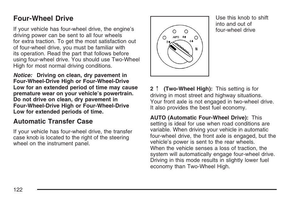 Four-wheel drive | GMC 2007 Envoy User Manual | Page 122 / 562