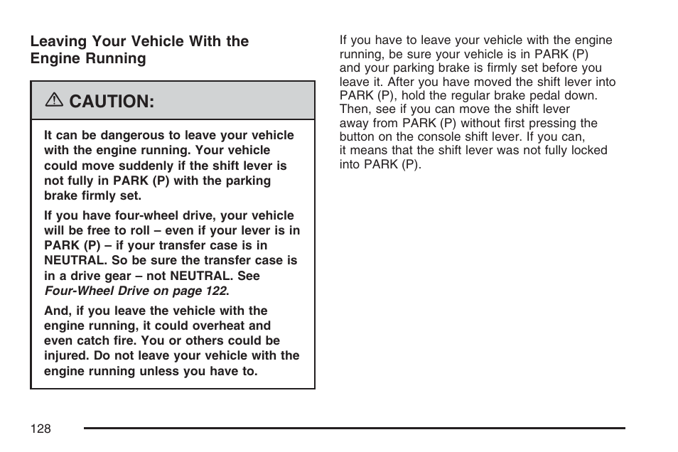 Caution | GMC 2007 Envoy User Manual | Page 128 / 562