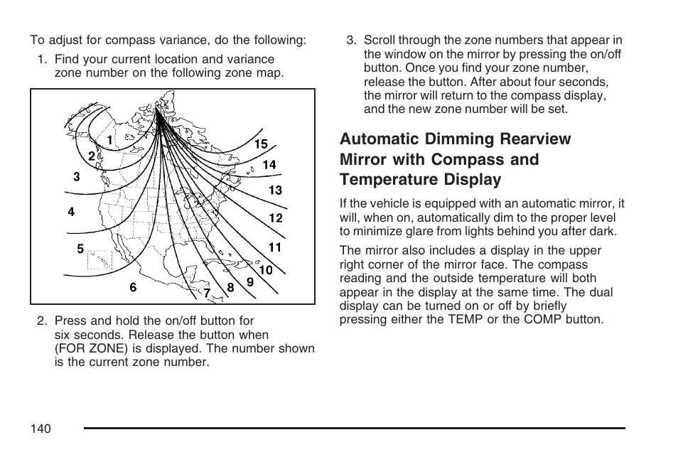 Automatic dimming rearview mirror, With compass and temperature display | GMC 2007 Envoy User Manual | Page 140 / 562