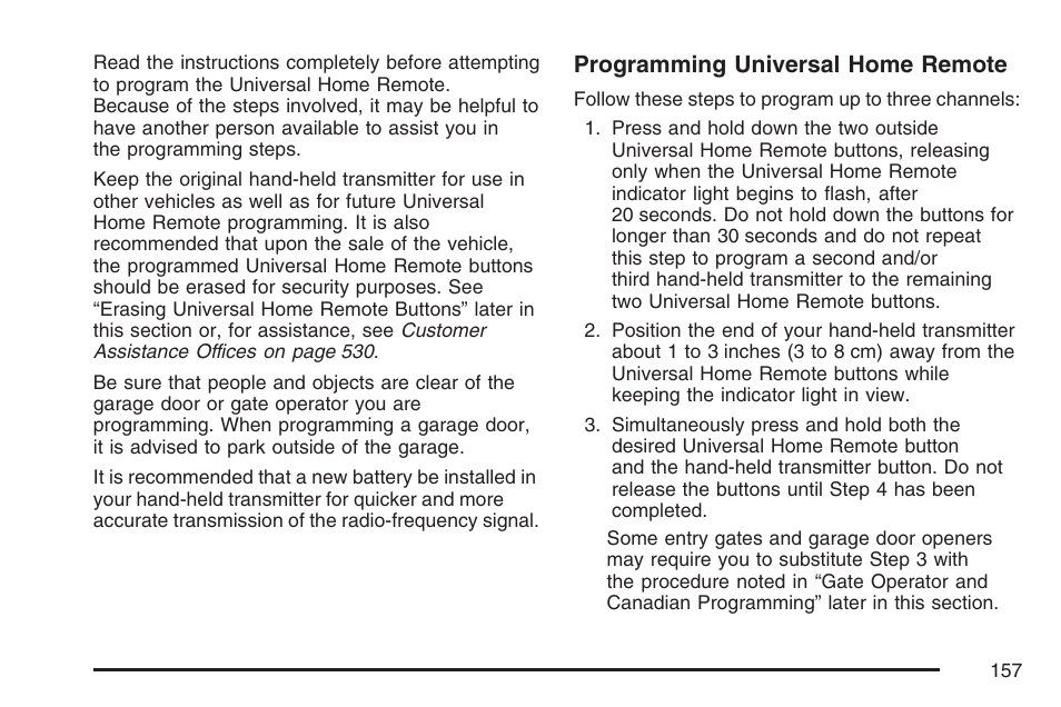 Programming universal home remote | GMC 2007 Envoy User Manual | Page 157 / 562