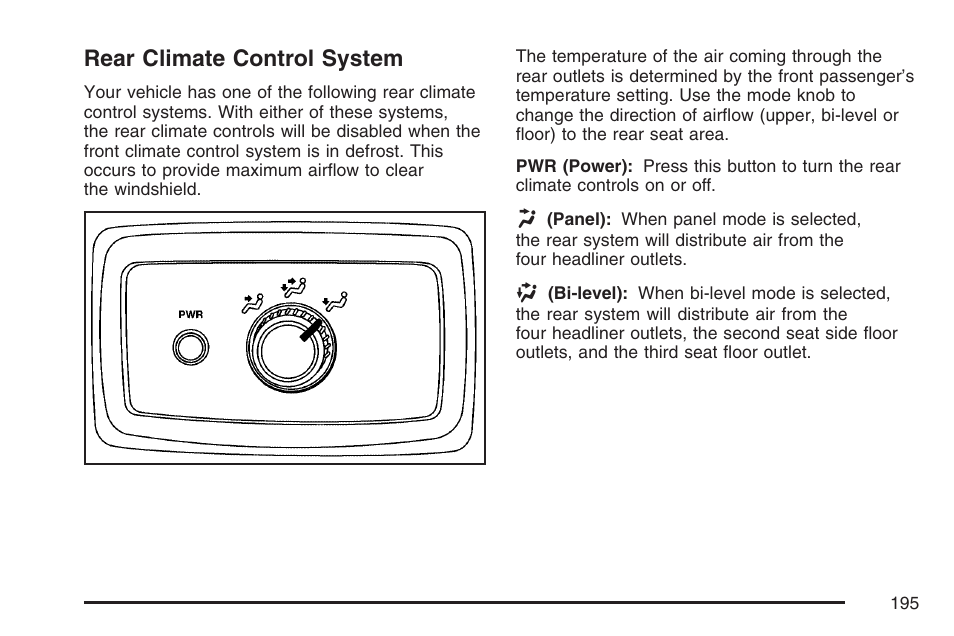 Rear climate control system | GMC 2007 Envoy User Manual | Page 195 / 562