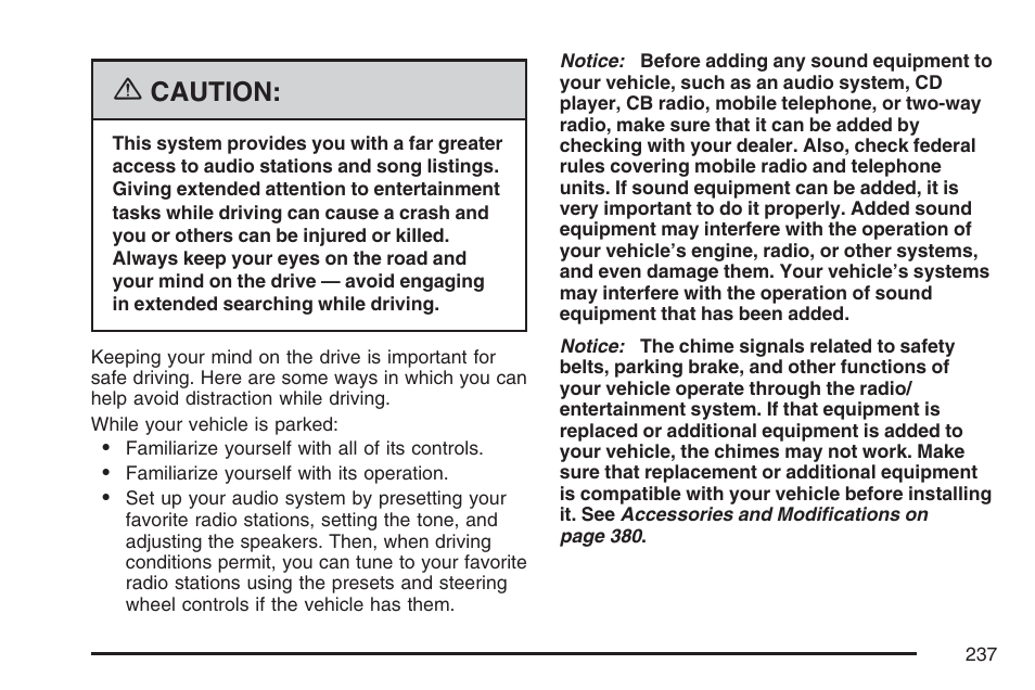 Caution | GMC 2007 Envoy User Manual | Page 237 / 562