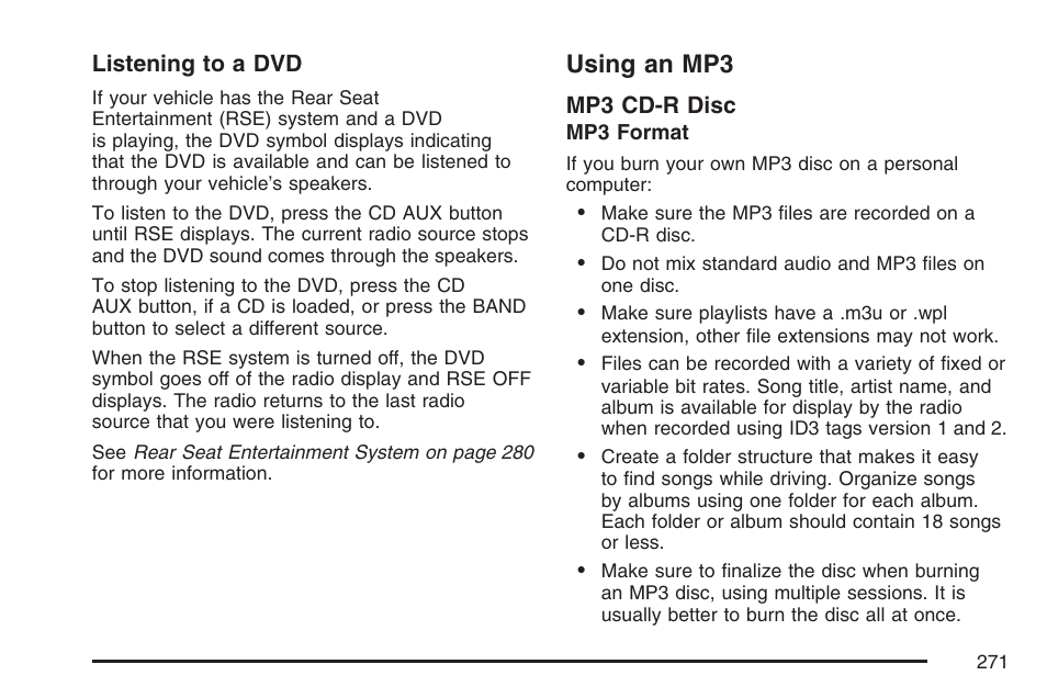 Using an mp3 | GMC 2007 Envoy User Manual | Page 271 / 562