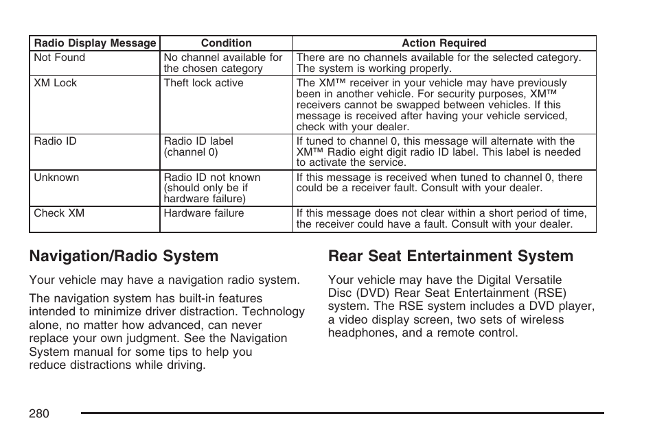 Navigation/radio system, Rear seat entertainment system | GMC 2007 Envoy User Manual | Page 280 / 562