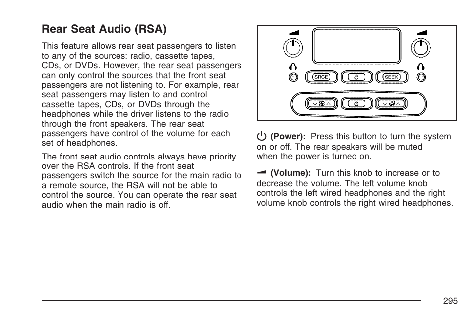 Rear seat audio (rsa) | GMC 2007 Envoy User Manual | Page 295 / 562