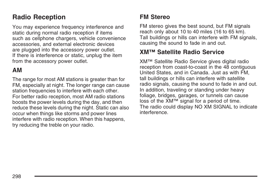 Radio reception | GMC 2007 Envoy User Manual | Page 298 / 562