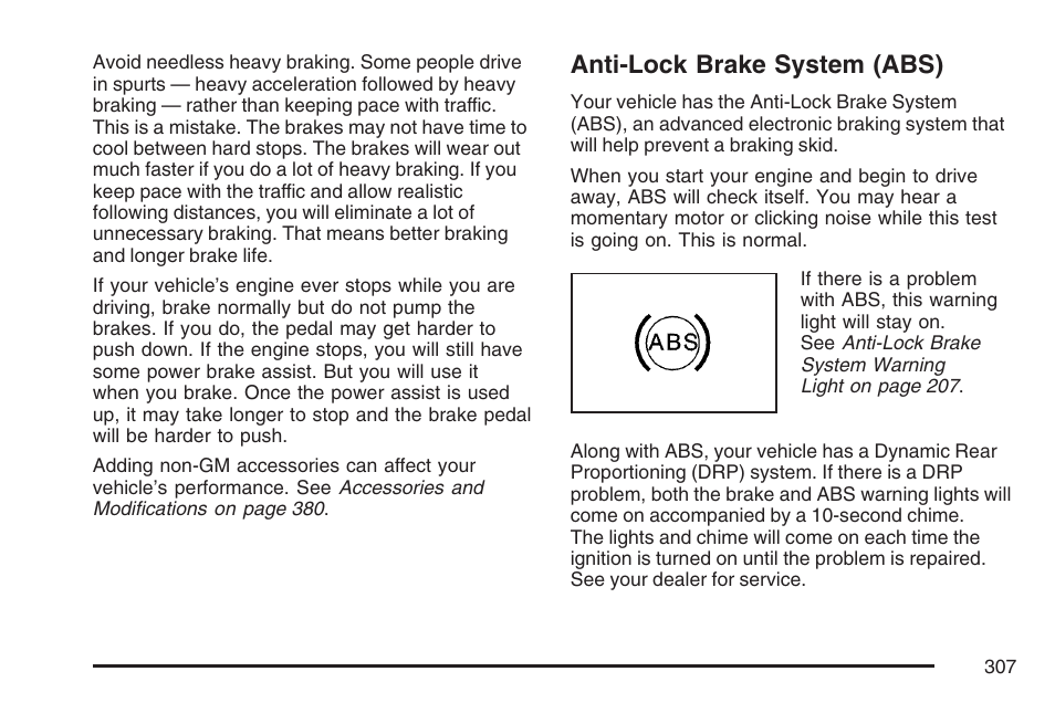 Anti-lock brake system (abs) | GMC 2007 Envoy User Manual | Page 307 / 562