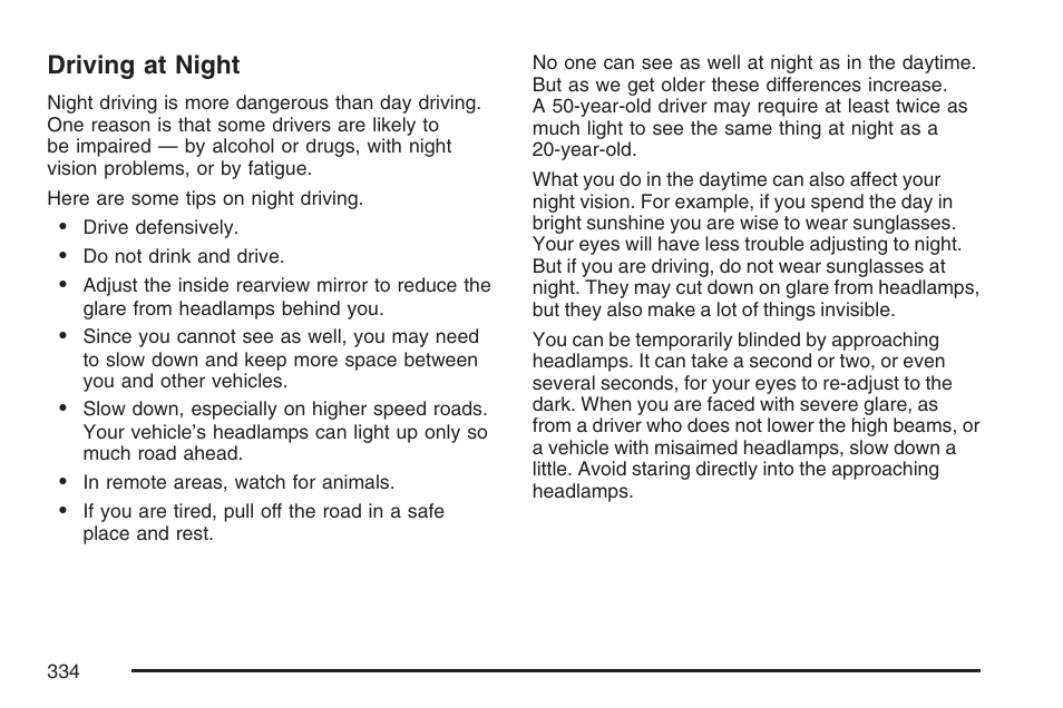 Driving at night | GMC 2007 Envoy User Manual | Page 334 / 562