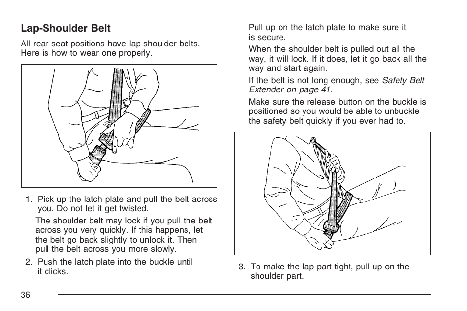 Lap-shoulder belt | GMC 2007 Envoy User Manual | Page 36 / 562