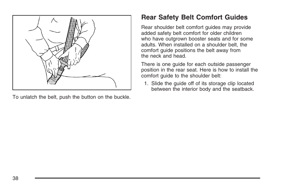 Rear safety belt comfort guides | GMC 2007 Envoy User Manual | Page 38 / 562