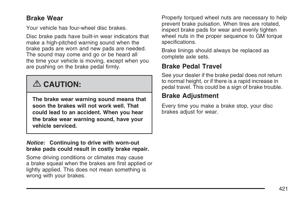 Caution | GMC 2007 Envoy User Manual | Page 421 / 562