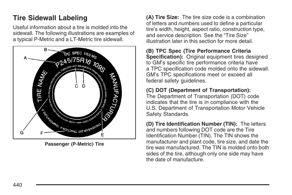 Tire sidewall labeling | GMC 2007 Envoy User Manual | Page 440 / 562