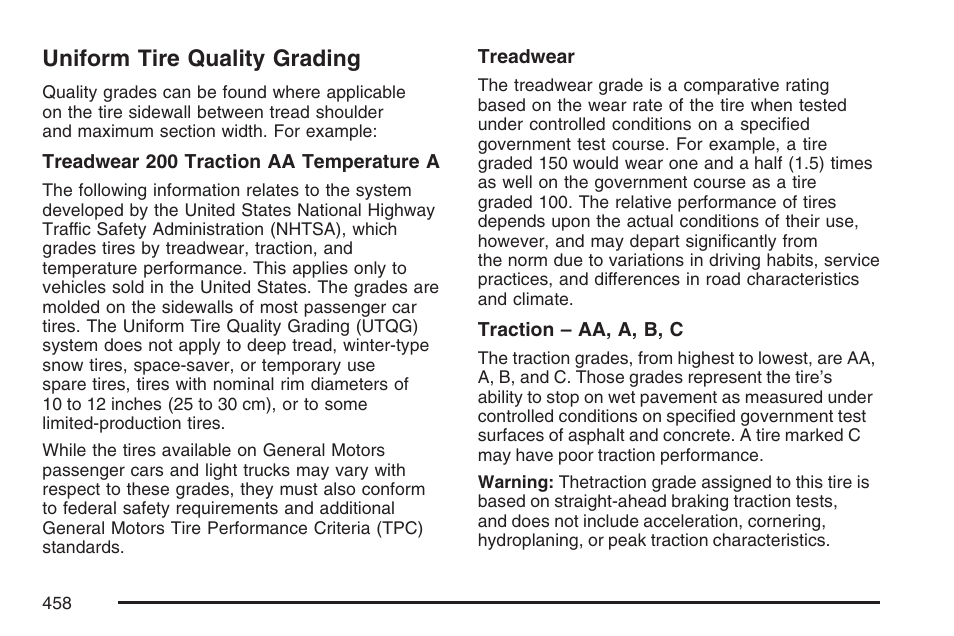 Uniform tire quality grading | GMC 2007 Envoy User Manual | Page 458 / 562