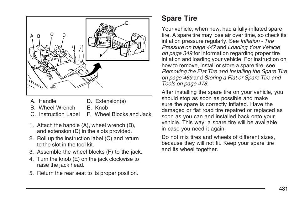 Spare tire | GMC 2007 Envoy User Manual | Page 481 / 562