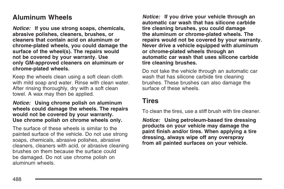 Aluminum wheels, Tires, Aluminum wheels tires | GMC 2007 Envoy User Manual | Page 488 / 562