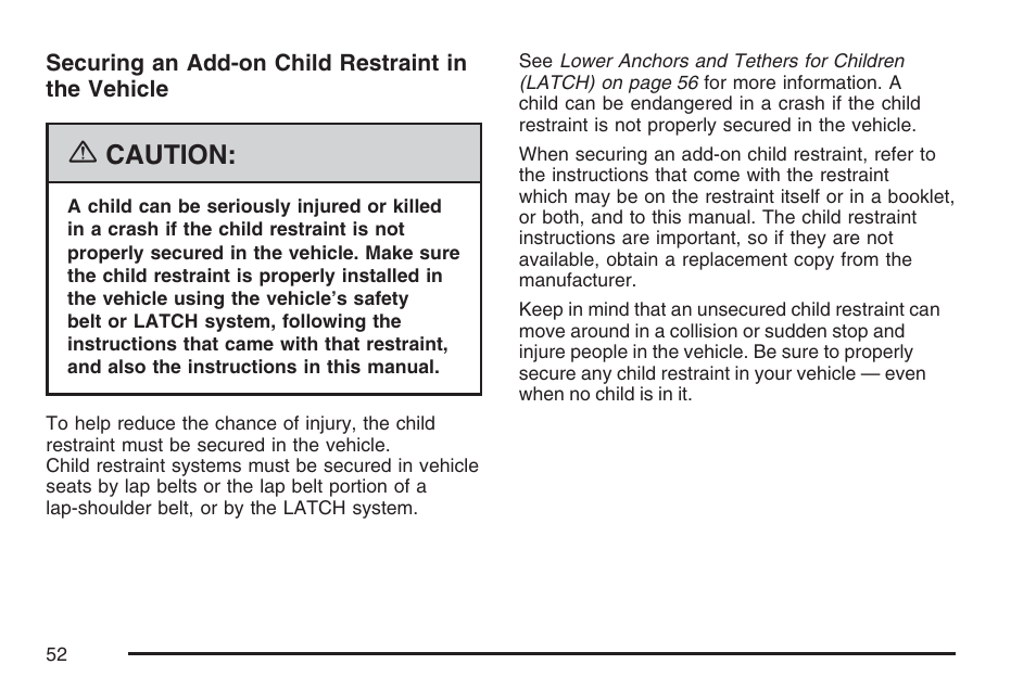 Caution | GMC 2007 Envoy User Manual | Page 52 / 562