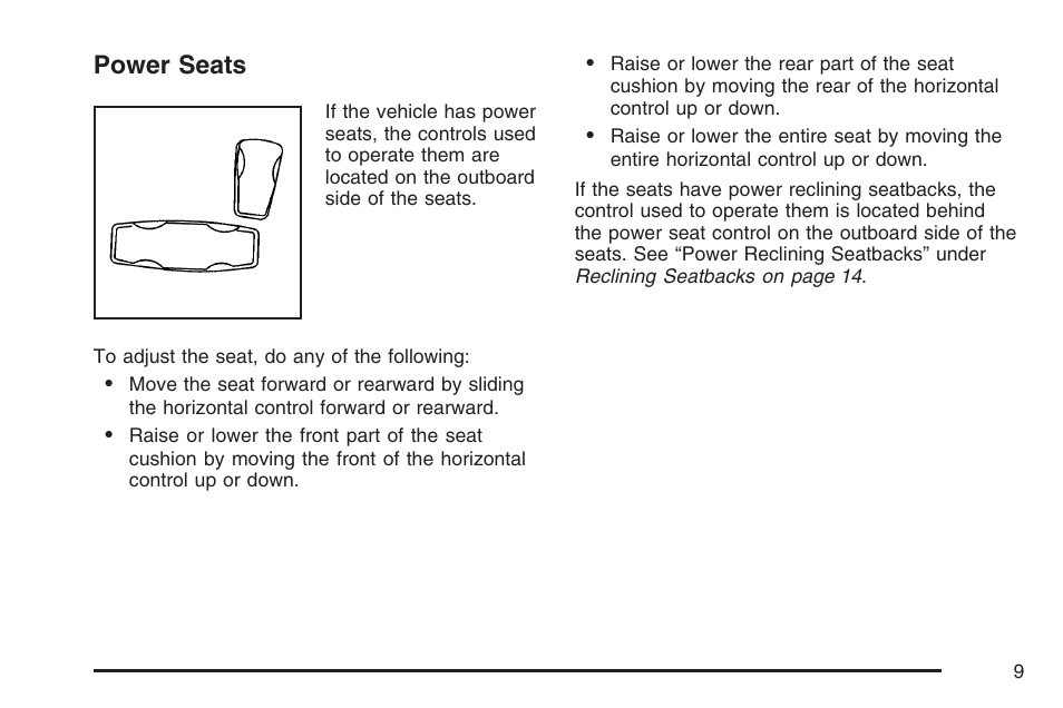 Power seats | GMC 2007 Envoy User Manual | Page 9 / 562