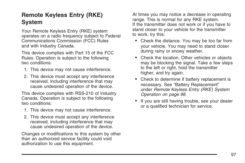 Remote keyless entry (rke) system | GMC 2007 Envoy User Manual | Page 97 / 562