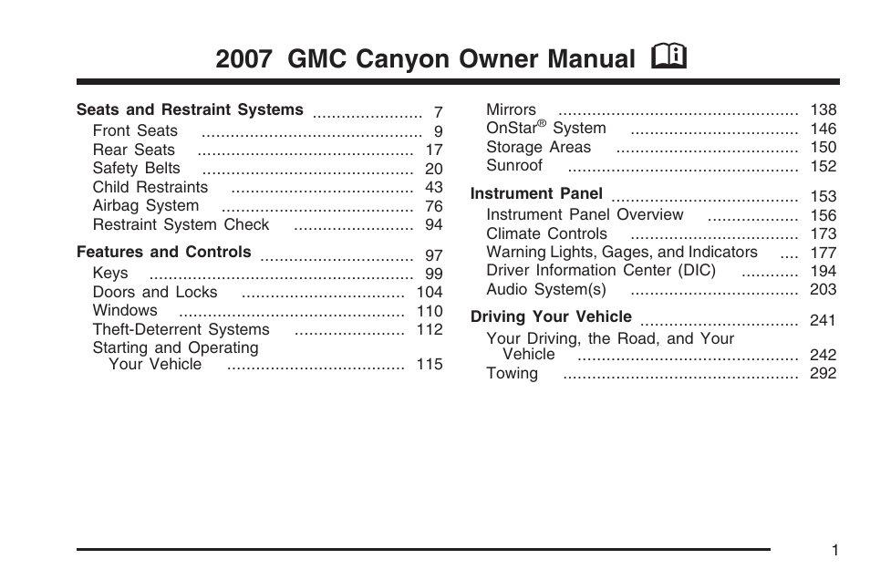 GMC 2007 Canyon User Manual | 492 pages