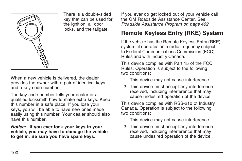 Remote keyless entry (rke) system | GMC 2007 Canyon User Manual | Page 100 / 492