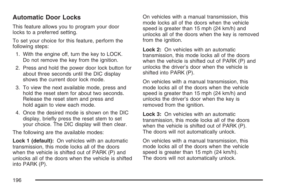 Automatic door locks | GMC 2007 Canyon User Manual | Page 196 / 492