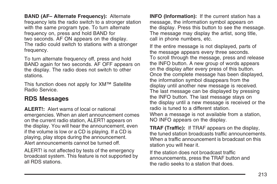 Rds messages | GMC 2007 Canyon User Manual | Page 213 / 492