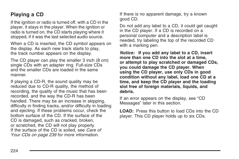 Playing a cd | GMC 2007 Canyon User Manual | Page 224 / 492