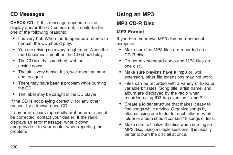 Using an mp3 | GMC 2007 Canyon User Manual | Page 230 / 492