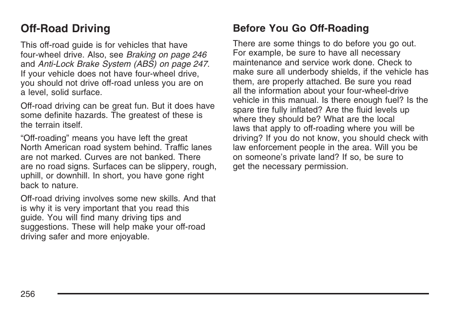 Off-road driving | GMC 2007 Canyon User Manual | Page 256 / 492