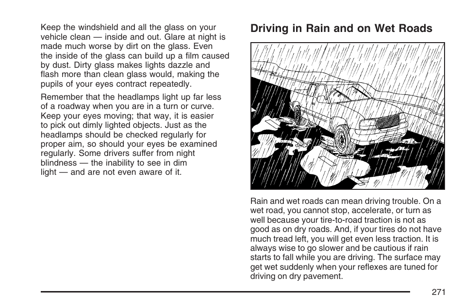 Driving in rain and on wet roads | GMC 2007 Canyon User Manual | Page 271 / 492