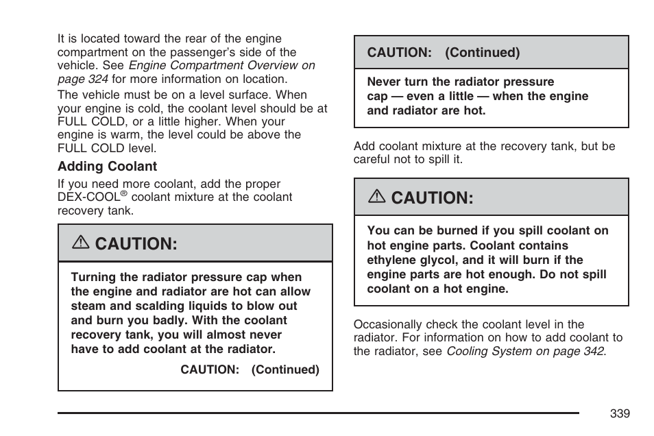 Caution | GMC 2007 Canyon User Manual | Page 339 / 492