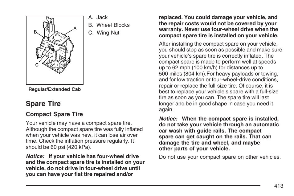 Spare tire | GMC 2007 Canyon User Manual | Page 413 / 492