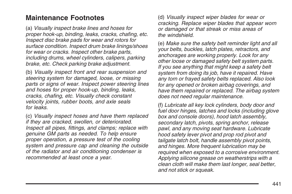 Maintenance footnotes | GMC 2007 Canyon User Manual | Page 441 / 492