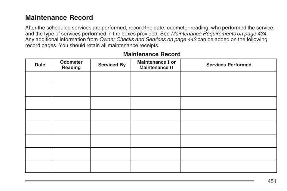 Maintenance record | GMC 2007 Canyon User Manual | Page 451 / 492