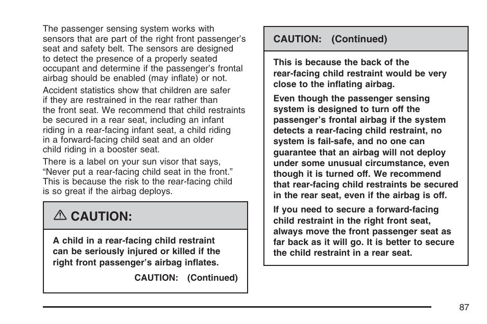 Caution | GMC 2007 Canyon User Manual | Page 87 / 492