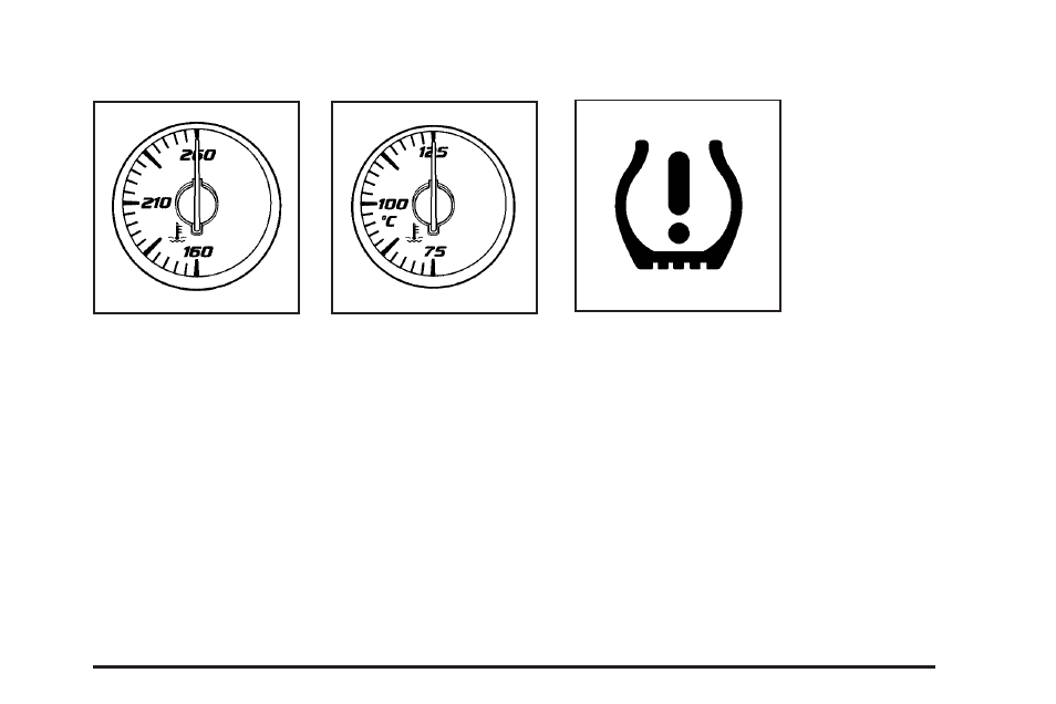 Engine coolant temperature gage, Tire pressure light | GMC 2007 Acadia User Manual | Page 225 / 554